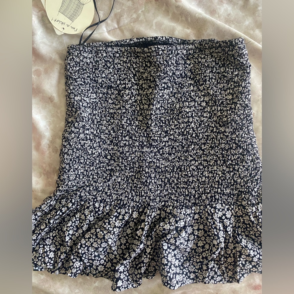 Ruched stretch floral print ruffle skirt size XS